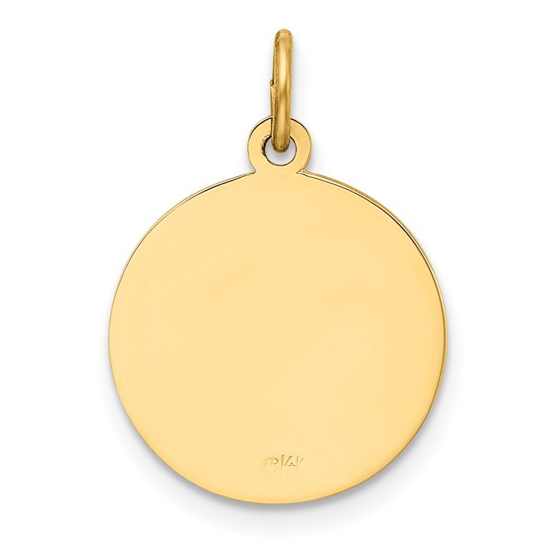 14k Polished and Satin Solid Our Lady of Perpetual Help Medal Round Pendant