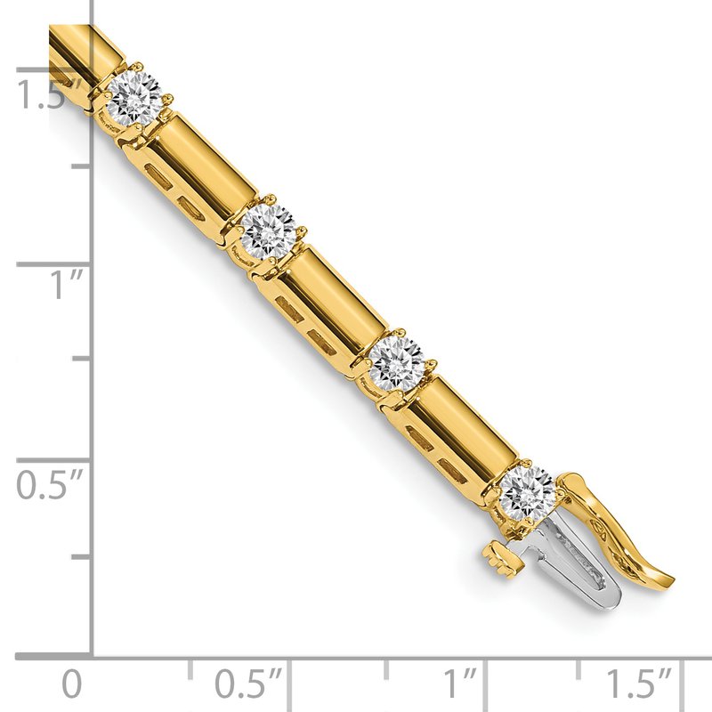 14k Complete 2.1 carat Round VS Diamond Bar Link 7 inch Tennis Bracelet