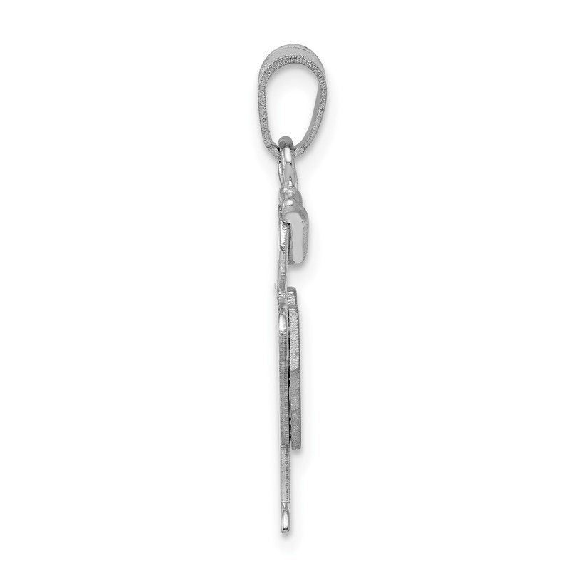 14k White Gold The Kids Small Boy with Hat on Right Engravable Hugs Charm