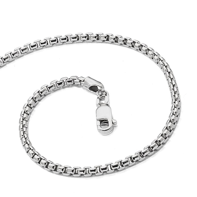 14K White Gold 2.4mm Semi-Solid D/C Round Box Chain