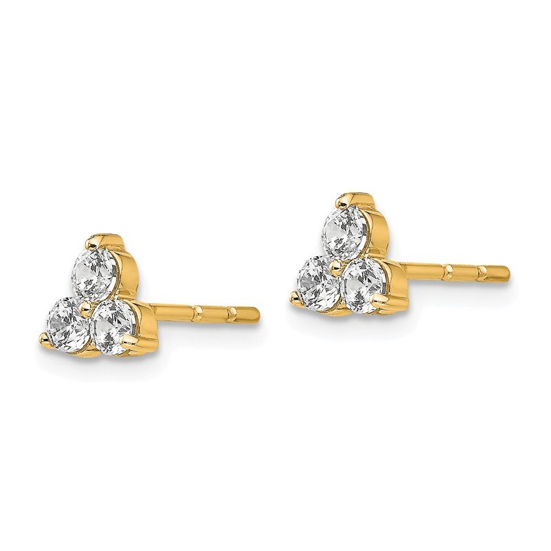 14K White Gold 1/2 carat Lab Grown Diamond VS+ F+ Complete Three Stone Post Stud Earrings