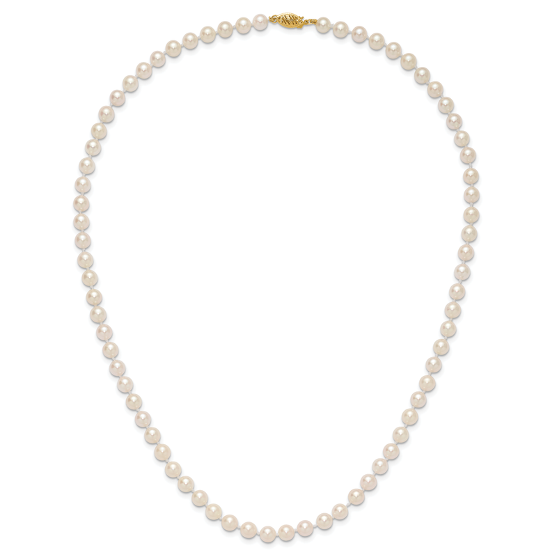 14k 6-7mm White Round Akoya Saltwater Cultured Pearl 16 inch Necklace