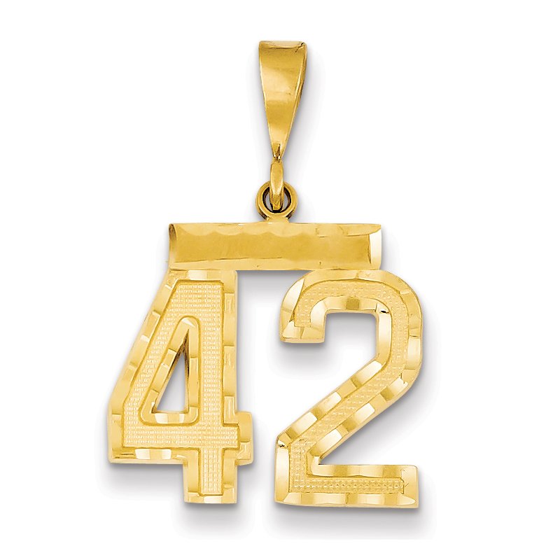 14k Medium Diamond-cut Number 42 Charm