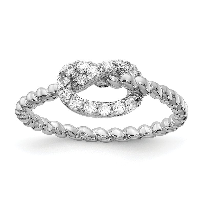 Sterling Silver Rhodium-plated Brilliant-cut CZ Knot Ring