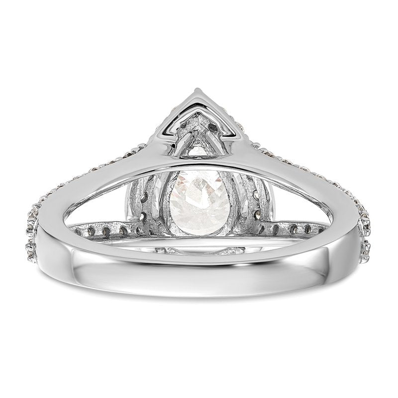 14K White Gold 5/8 carat Lab Grown Diamond VS/SI  D E F  Semi Mount Pear Halo Engagement Ring