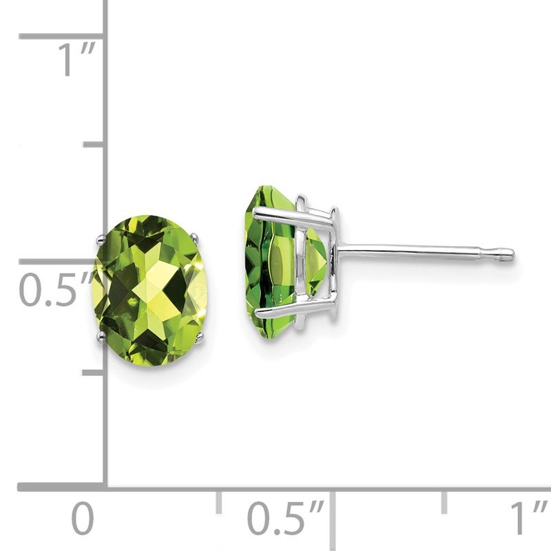 14k White Gold 8x6mm Oval Peridot Post Earrings