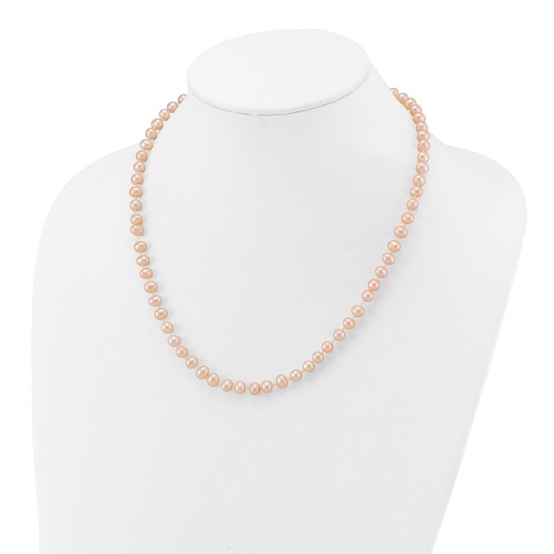 14k 5-6mm Pink Near-Round Freshwater Cultured Pearl 16 inch Necklace