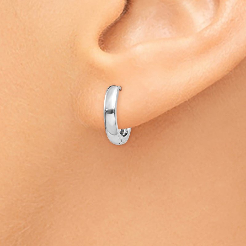 14k White Gold 1.8mm Round Hinged Hoop Earrings