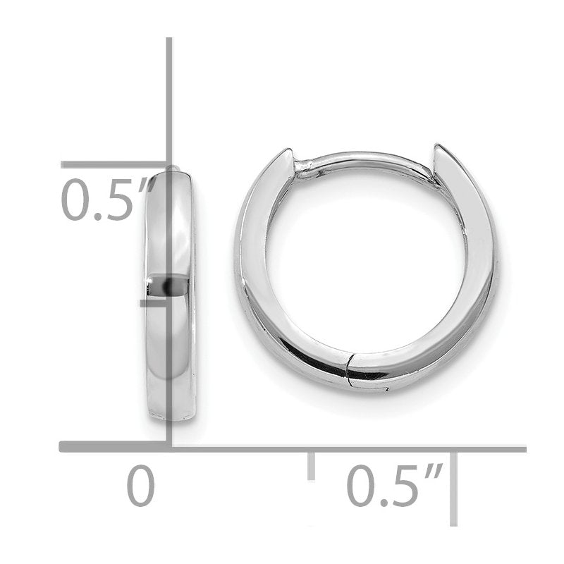 14k White Gold 1.8mm Round Hinged Hoop Earrings