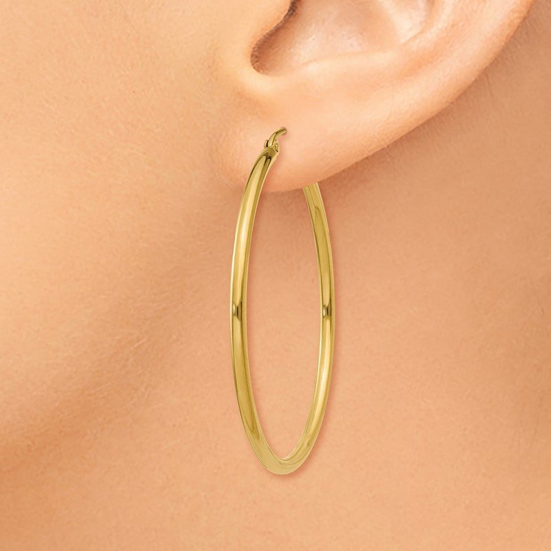 14k 2x40mm Polished Lightweight Tube Hoop Earrings