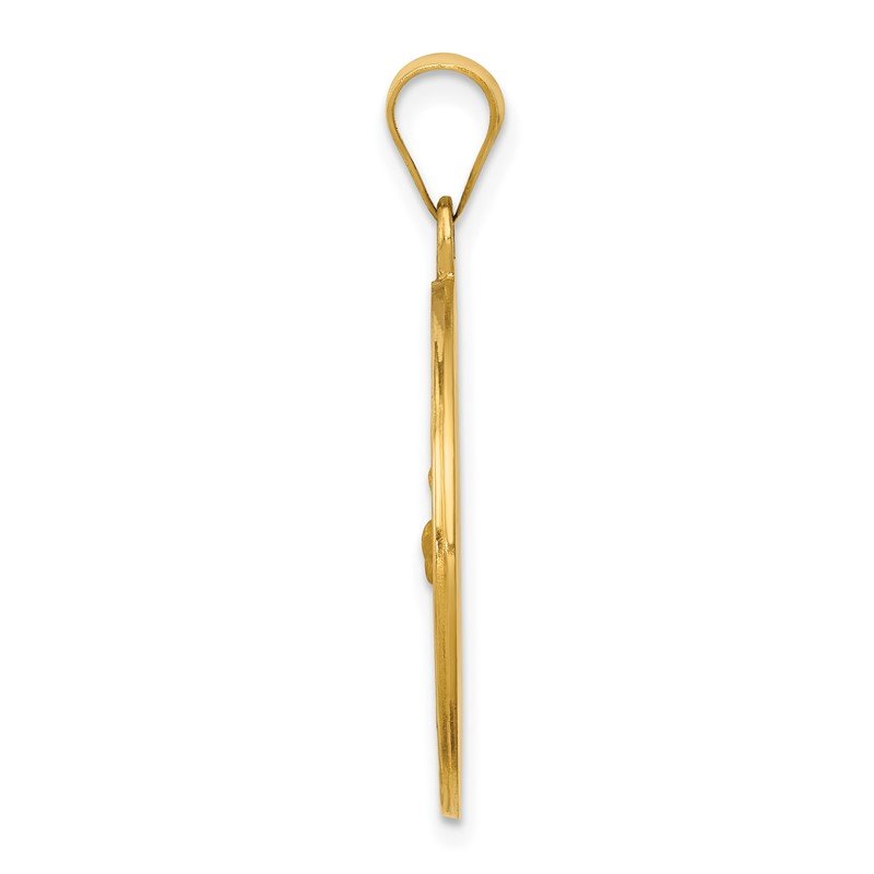 14k Polished and Satin Hollow St Francis Medal Round Pendant