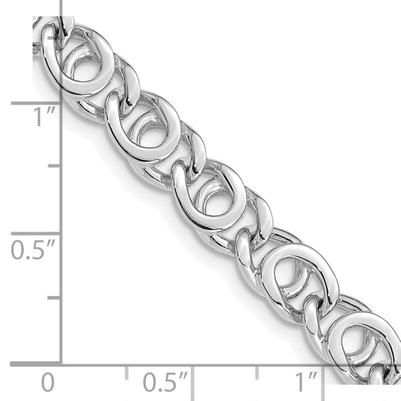 14K White Gold 18 inch 7mm Hand Polished Fancy Link with Fancy Lobster Clasp Chain