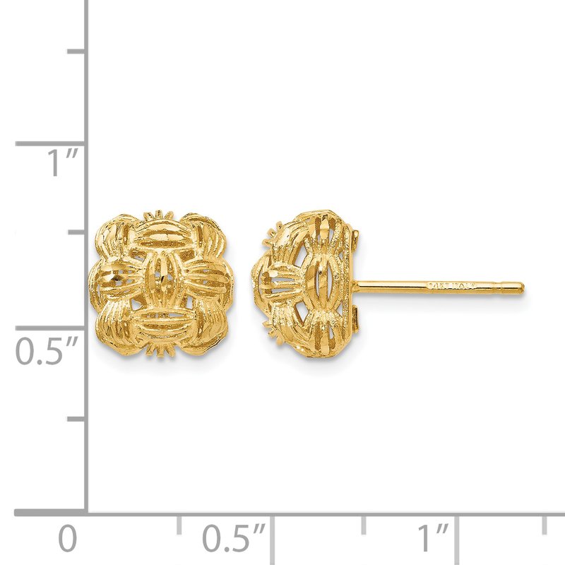 14K D/C Basketweave Post Earrings