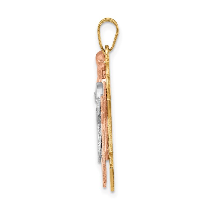 14k Tri-color The Kids Big Girl and Little Boy Engravable Joy Charm