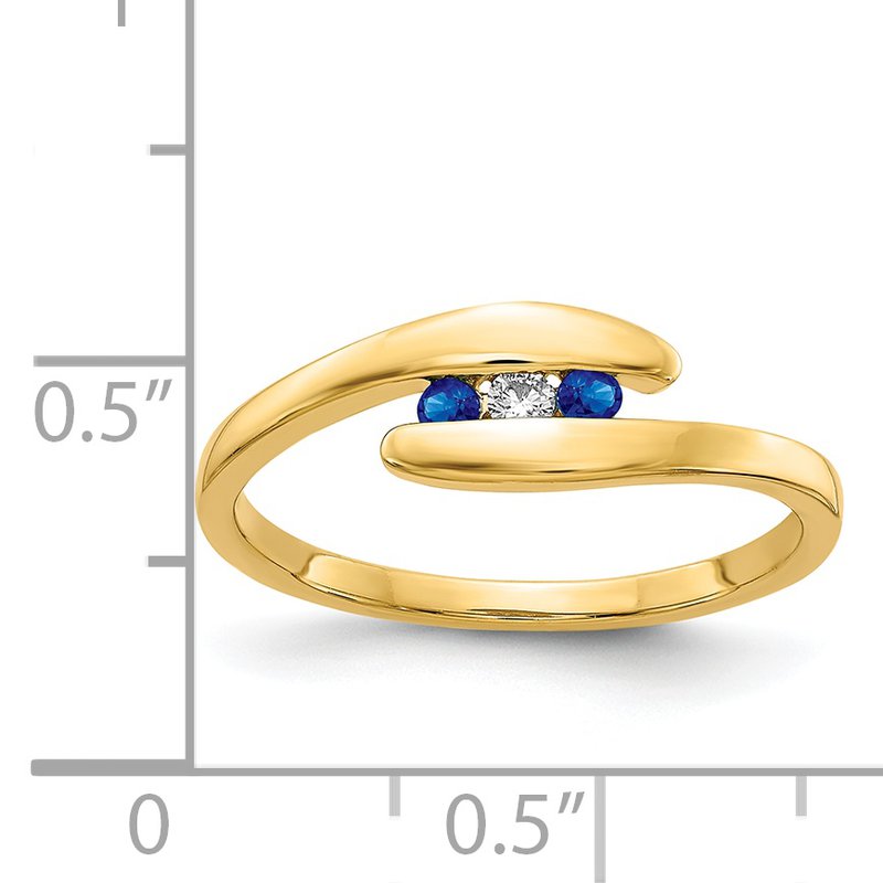 14k Emerald and Diamond 3-stone Ring