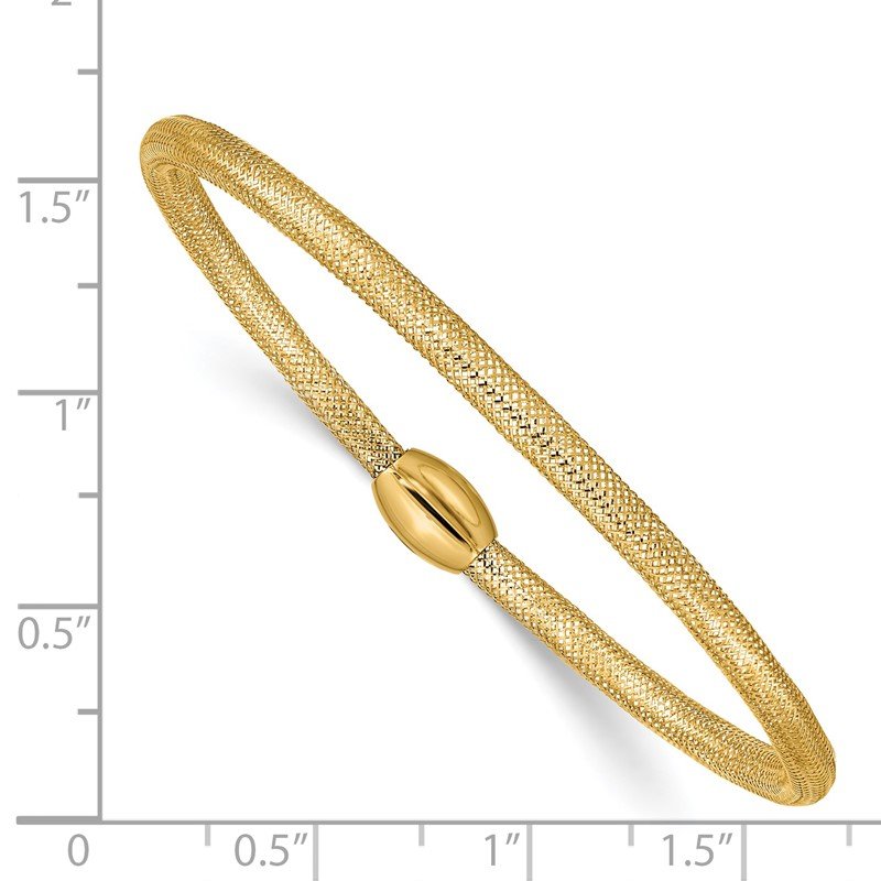 14K 3mm Woven Mesh Slip-on Stretch Bracelet