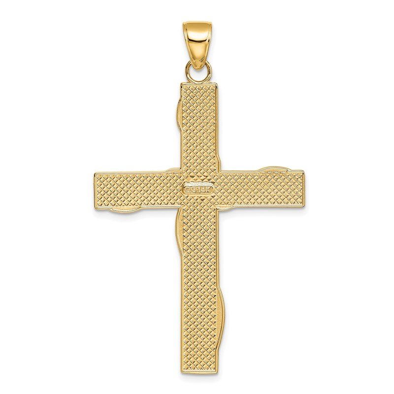 14K and White Rhodium Large HOPE FAITH LOVE BELIEVE Cross Pendant