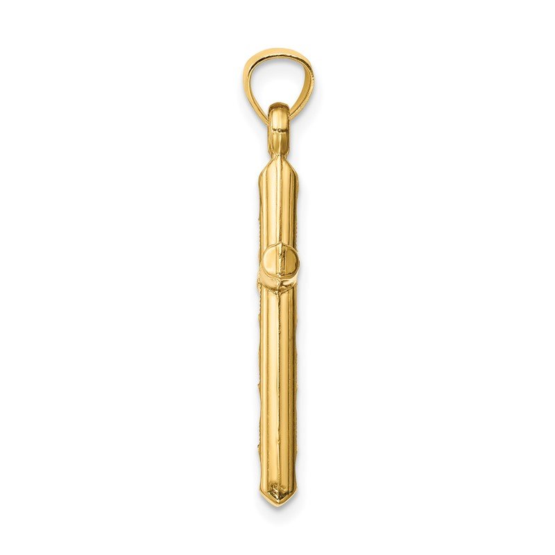 14k Hollow Diamond-cut Cross Pendant