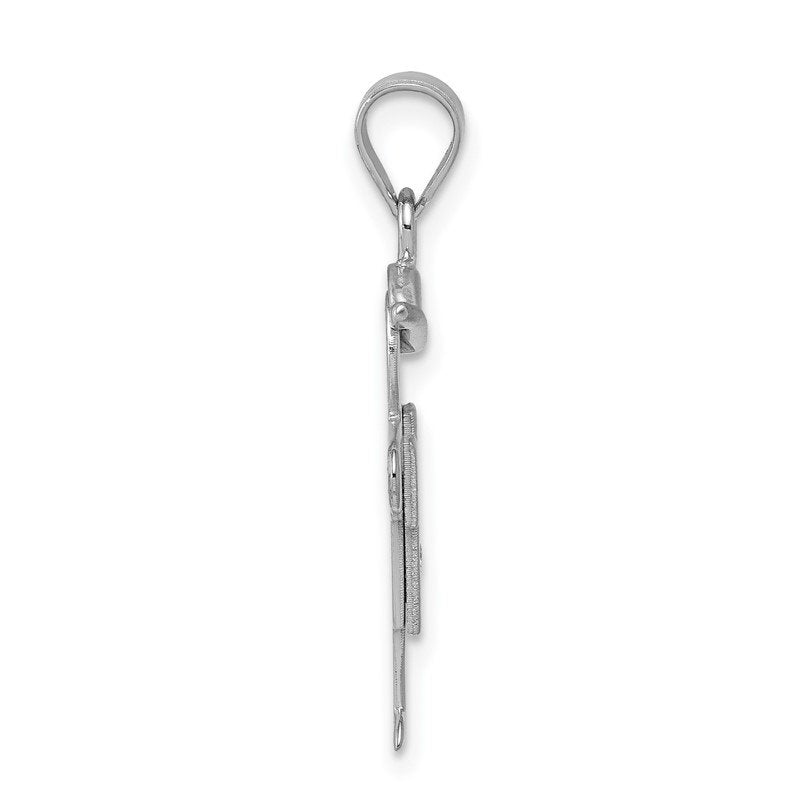 14k White Gold The Kids Small Boy with Hat on Right AA Diamond Hugs Charm
