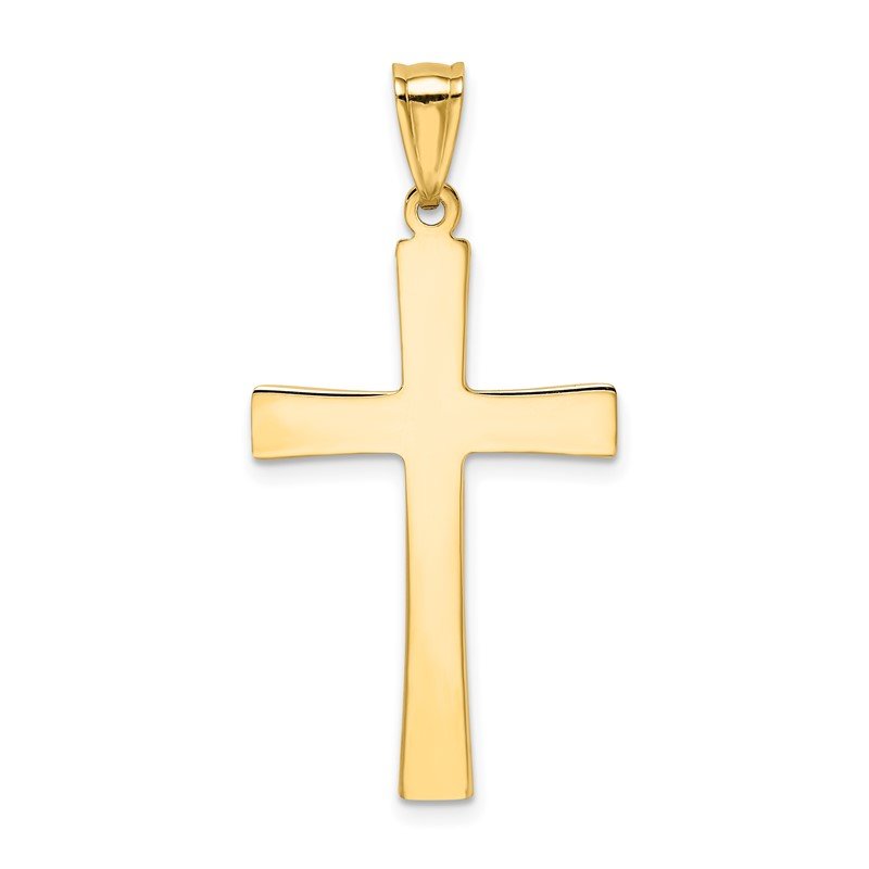 14k and White Rhodium Diamond-cut Cross Pendant