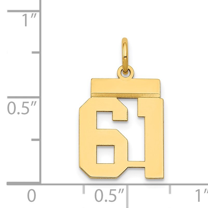 14k Small Polished Number 61 Charm