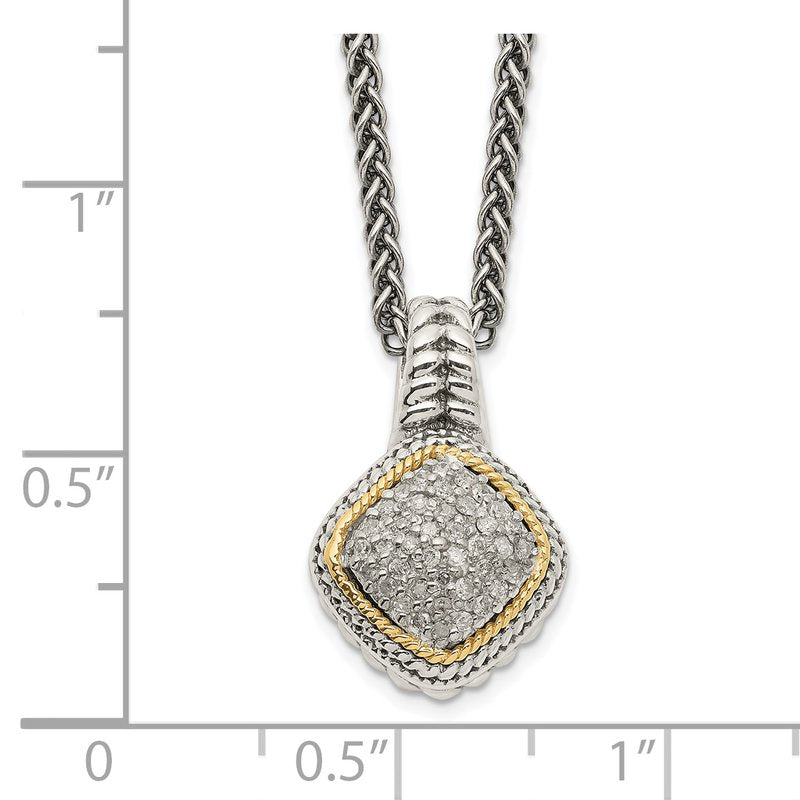 Sterling Silver with 14K Accent 18 Inch Diamond Necklace