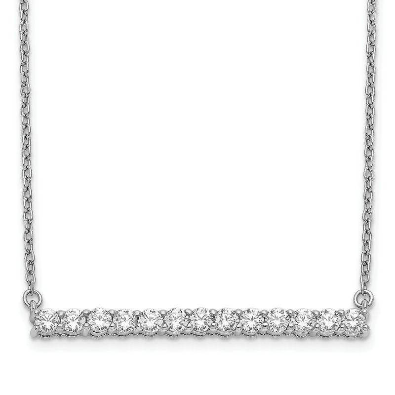 14k White Gold 1/10 carat Diamond Bar 18 inch Necklace