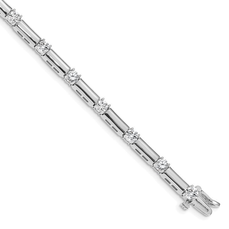 14k White Gold Complete 2.8 carat Round VS Diamond Bar Link 7 inch Tennis Bracelet