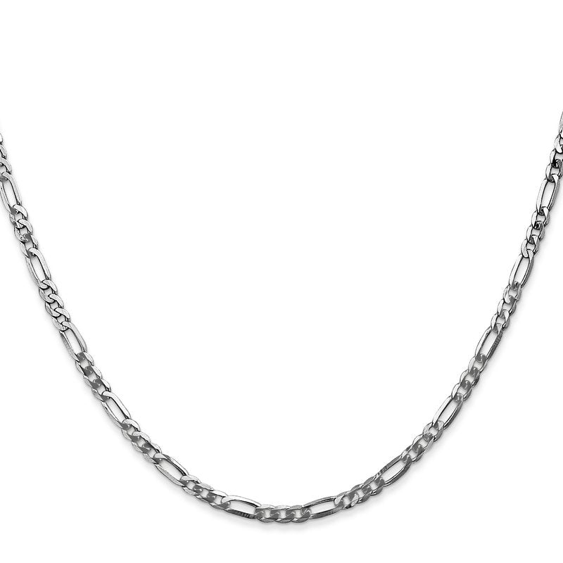 14K White Gold 10 inch 2.75mm Flat Figaro with Lobster Clasp Anklet