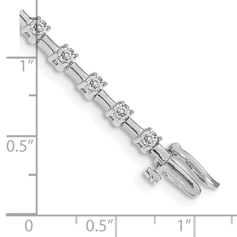14k White Gold Complete 2 carat Round A Diamond Bar Link 7 inch Tennis Bracelet