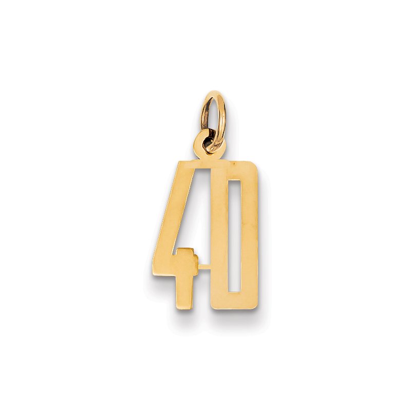 14k Small Elongated Number 40 Charm