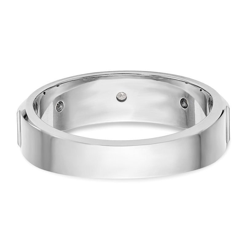14K White Gold Men's 1/6 carat Lab Grown Diamond VS+ F+ Complete Band
