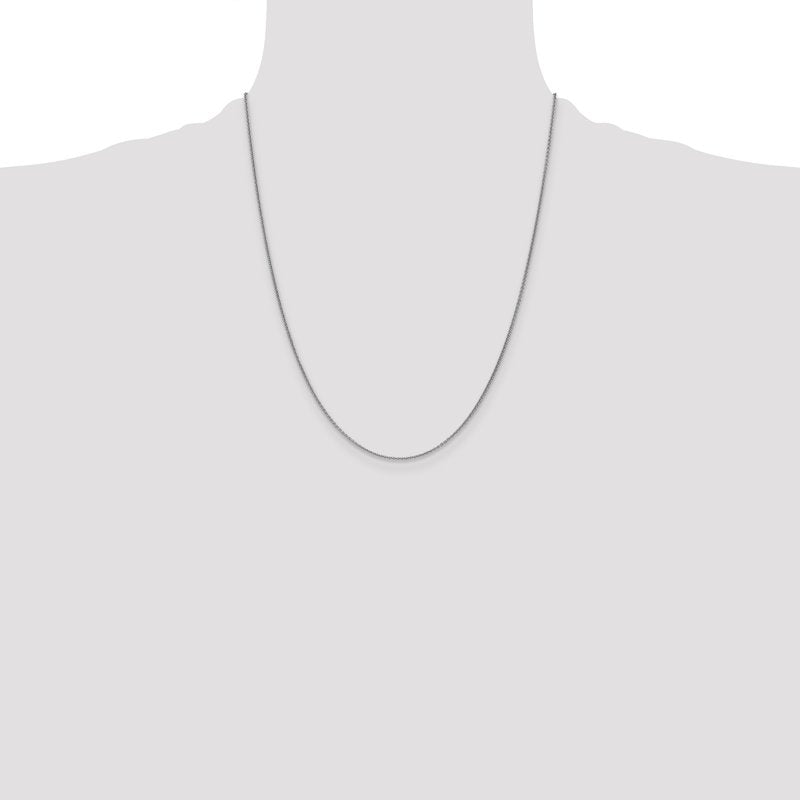 14K White Gold 14 inch 1mm Round Open Link Cable with Lobster Clasp Chain