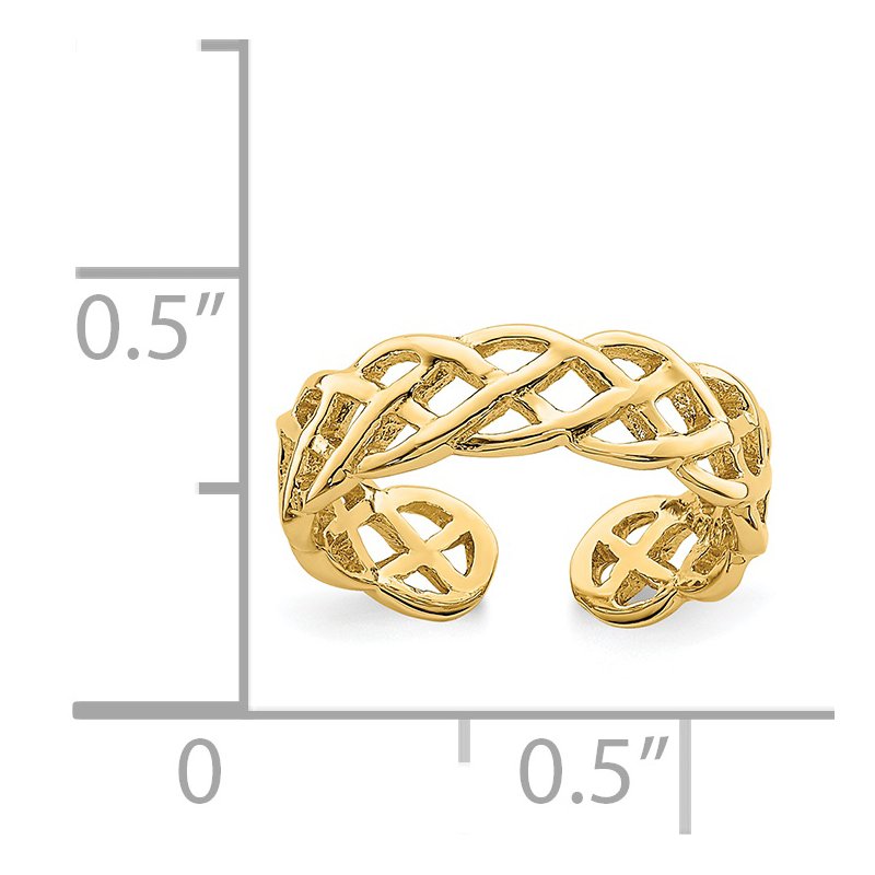 14K Polished Braided Toe Ring