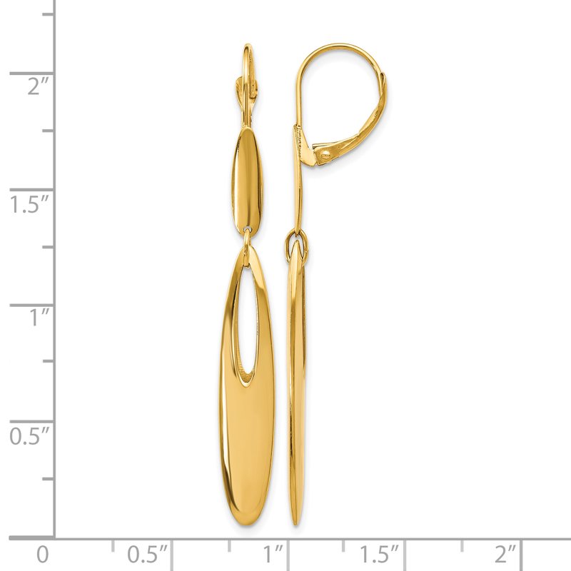 14K Polished Leverback Dangle Earrings