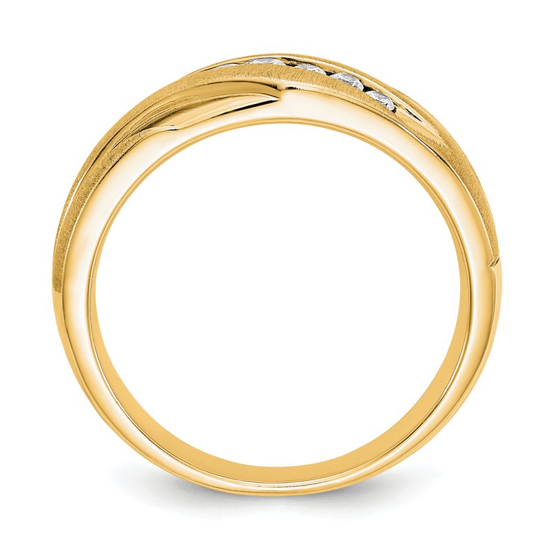 14K White Gold Men's 1/4 carat Lab Grown Diamond VS+ F+ Complete Brushed and Polished Band