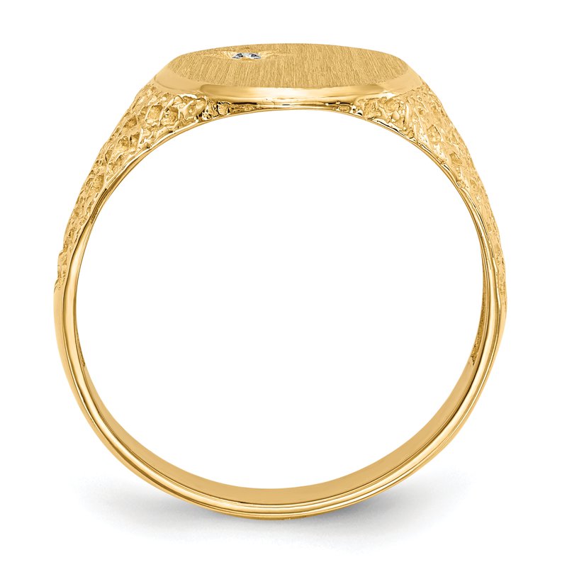 14k 12.0x16.0mm Open Back AA Diamond Mens Signet Ring