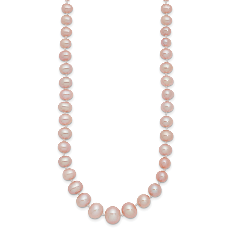 14k 4-8mm Purple Freshwater Cultured Pearl Graduated 18 inch Necklace
