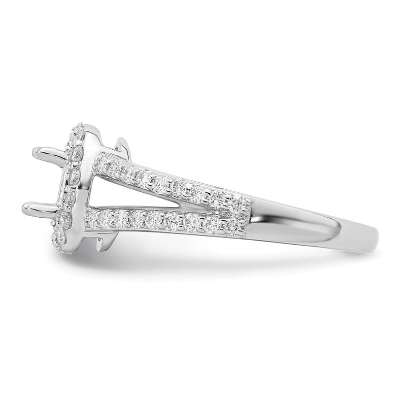 14K White Gold 1/2 carat Lab Grown Diamond VS/SI  D E F  Semi Mount Oval Halo Engagement Ring