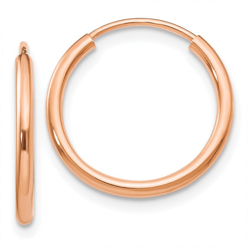 14k Rose Gold 1.5x16mm Polished Endless Tube Hoop Earrings