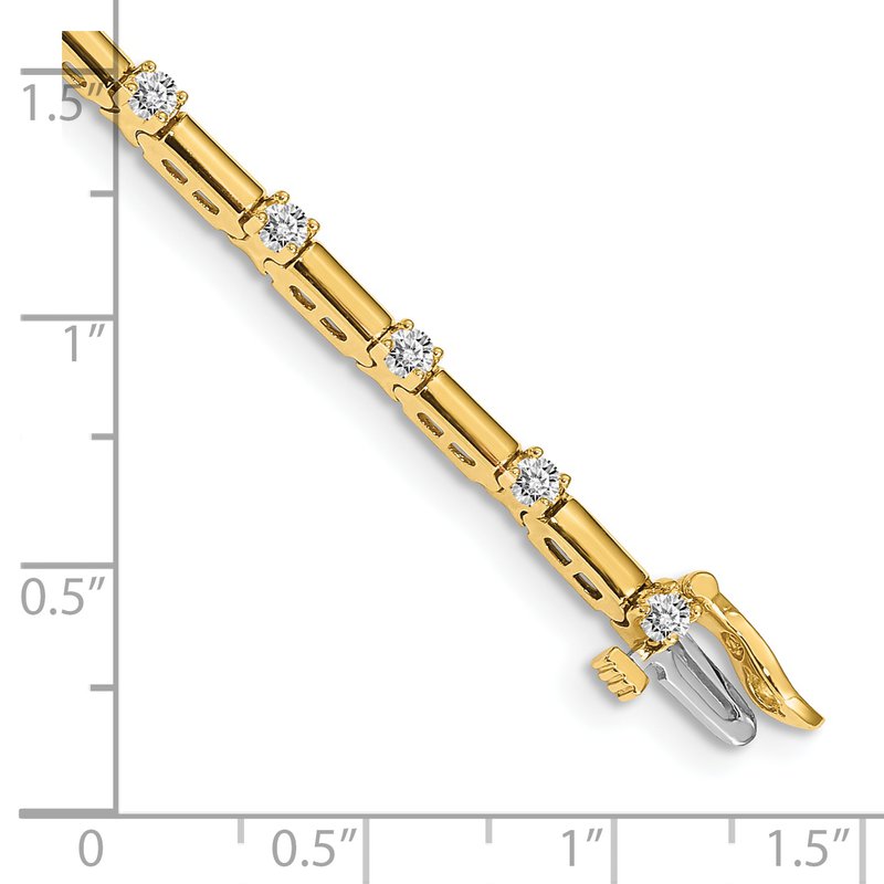 14k Complete 1 carat Round A Diamond Bar Link 7 inch Tennis Bracelet