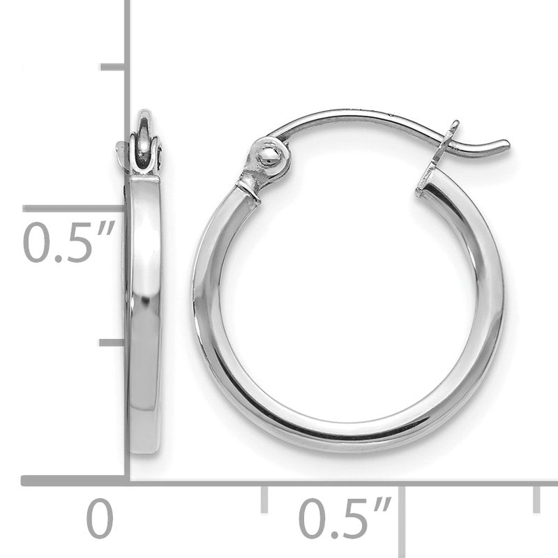 10K White Gold Polished Hoop Earrings