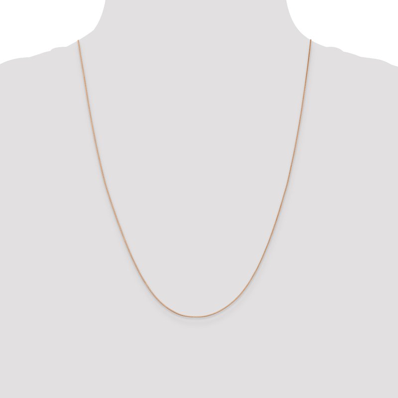 14K Rose Gold .5mm Baby Box with Lobster Clasp Chain