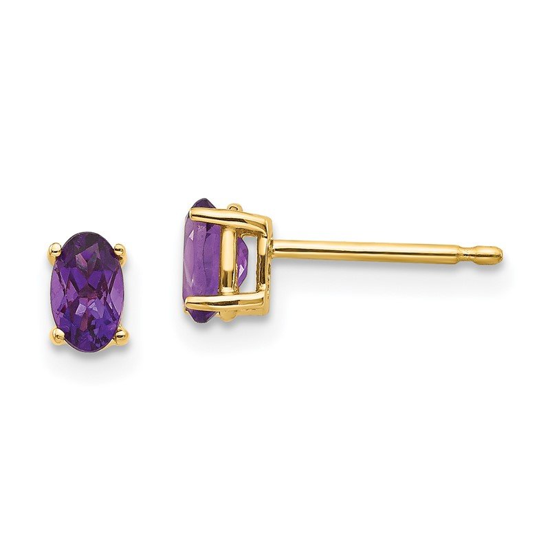 14k 5x3mm Oval Amethyst Post Earrings