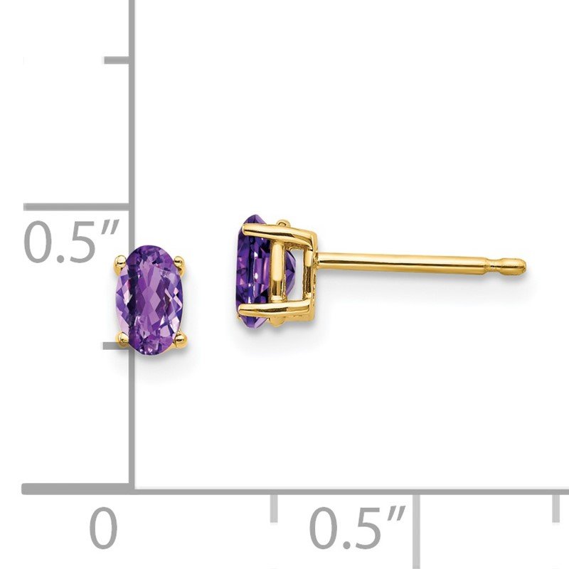 14k 5x3mm Oval Amethyst Post Earrings