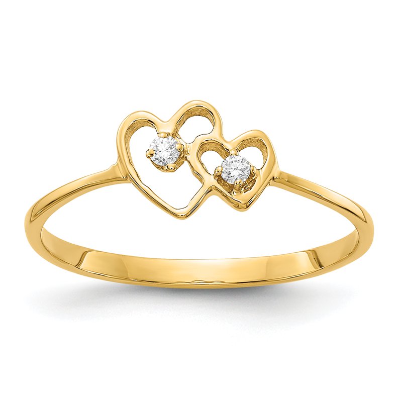 14k AAA Diamond heart ring