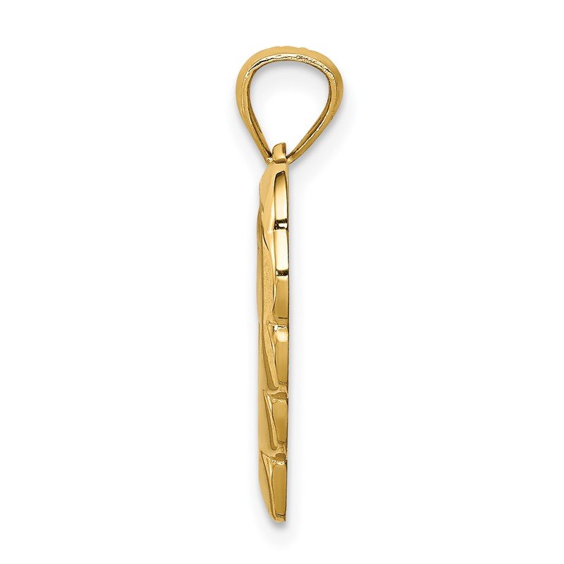 14K Angel in Heart Scalloped Edge Pendant