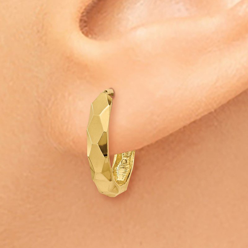14k Diamond-cut Hoop Earrings