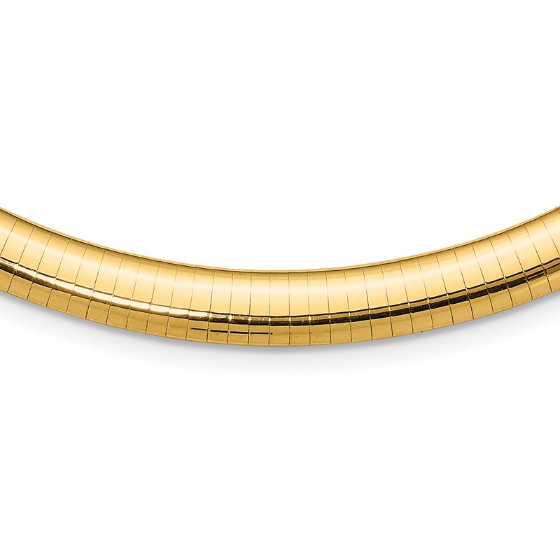 14k Polished 8mm Standard Weight 16 inch Domed Omega Necklace