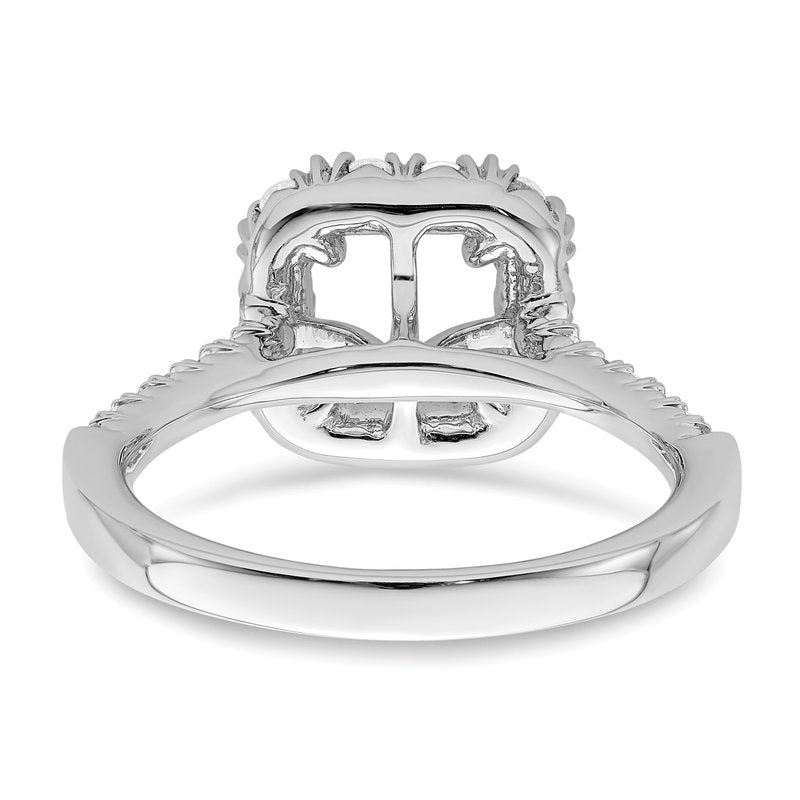 14K White Gold 1/2 carat Lab Grown Diamond VS+ F+ Semi-Mount Asscher Halo Engagement Ring